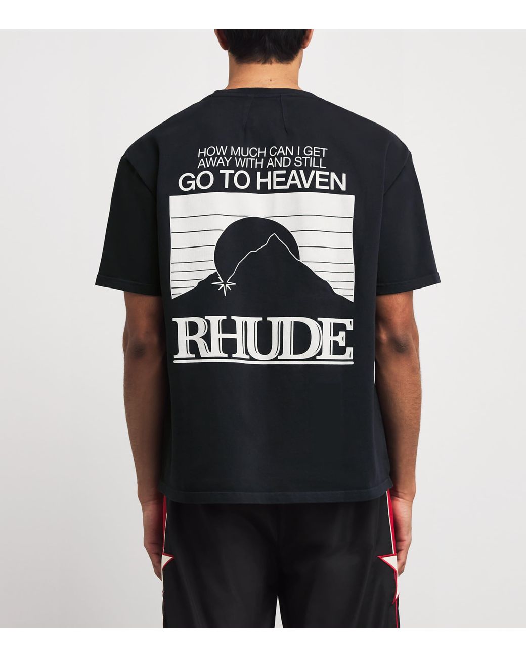 Rhude Black Cotton Printed Moonlight T-Shirt for men