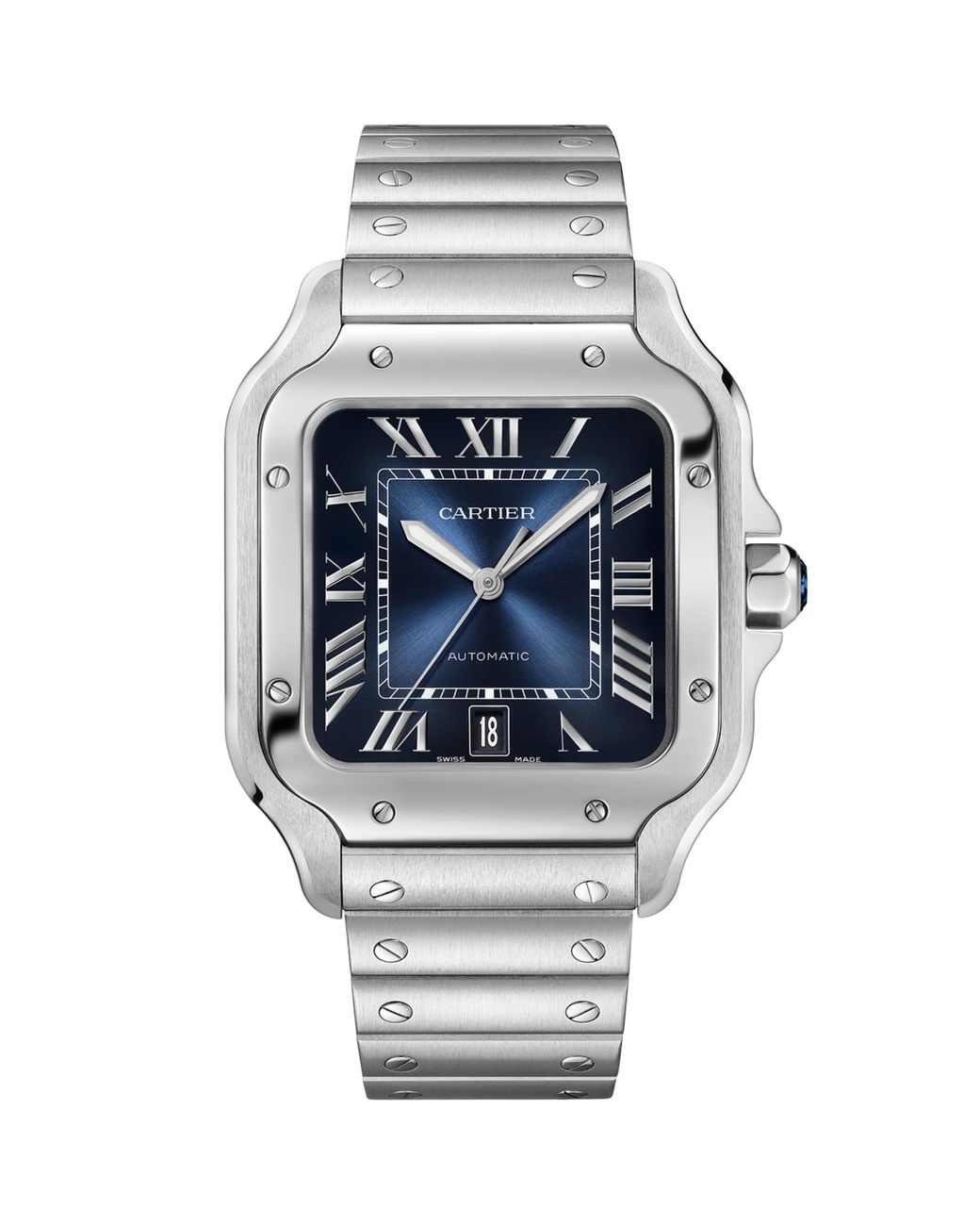Cartier Gray Large Steel Santos De Watch for men