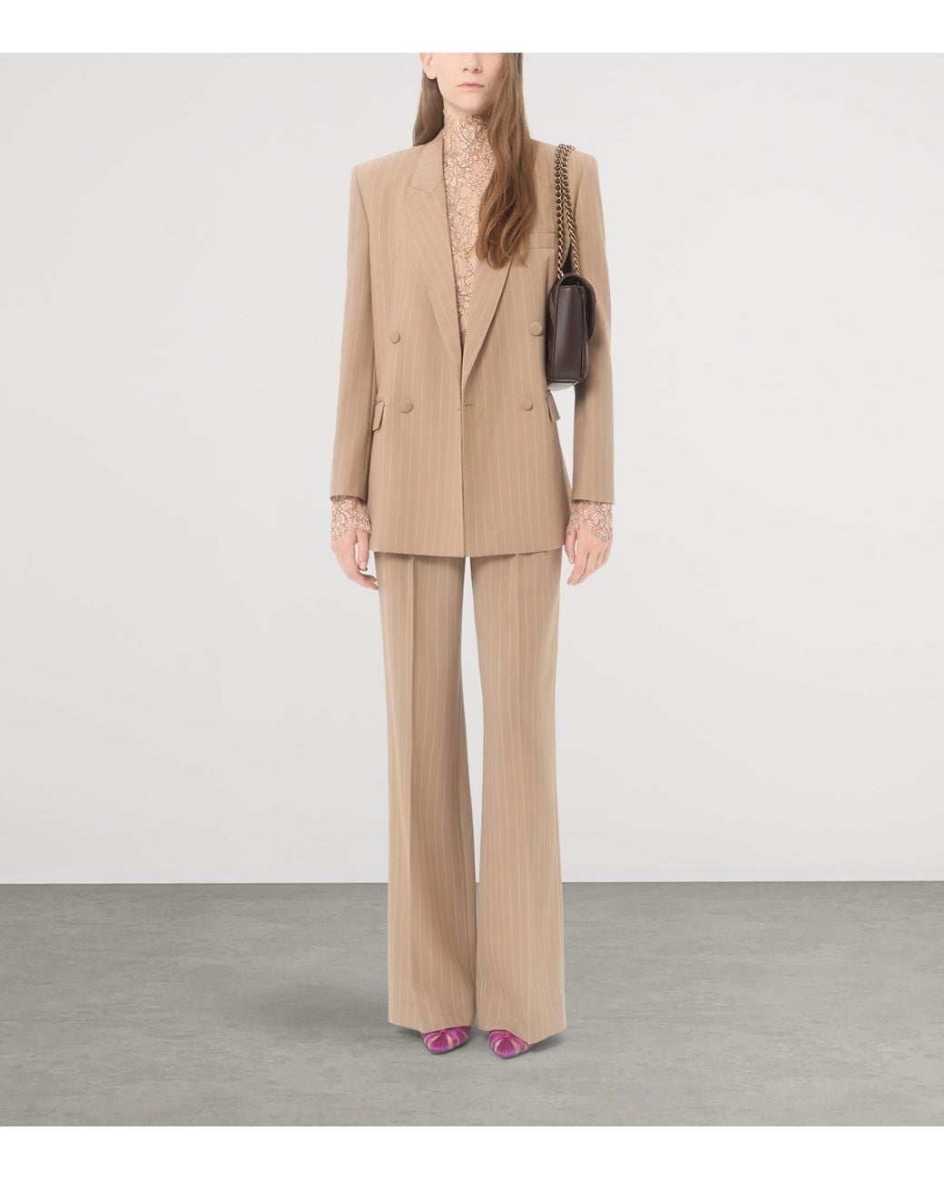 Valentino Natural Virgin Wool Pinstripe Blazer