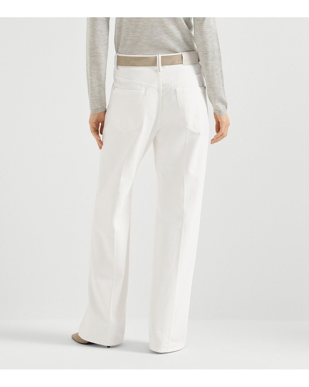 Brunello Cucinelli White Relaxed Wide-Leg Jeans