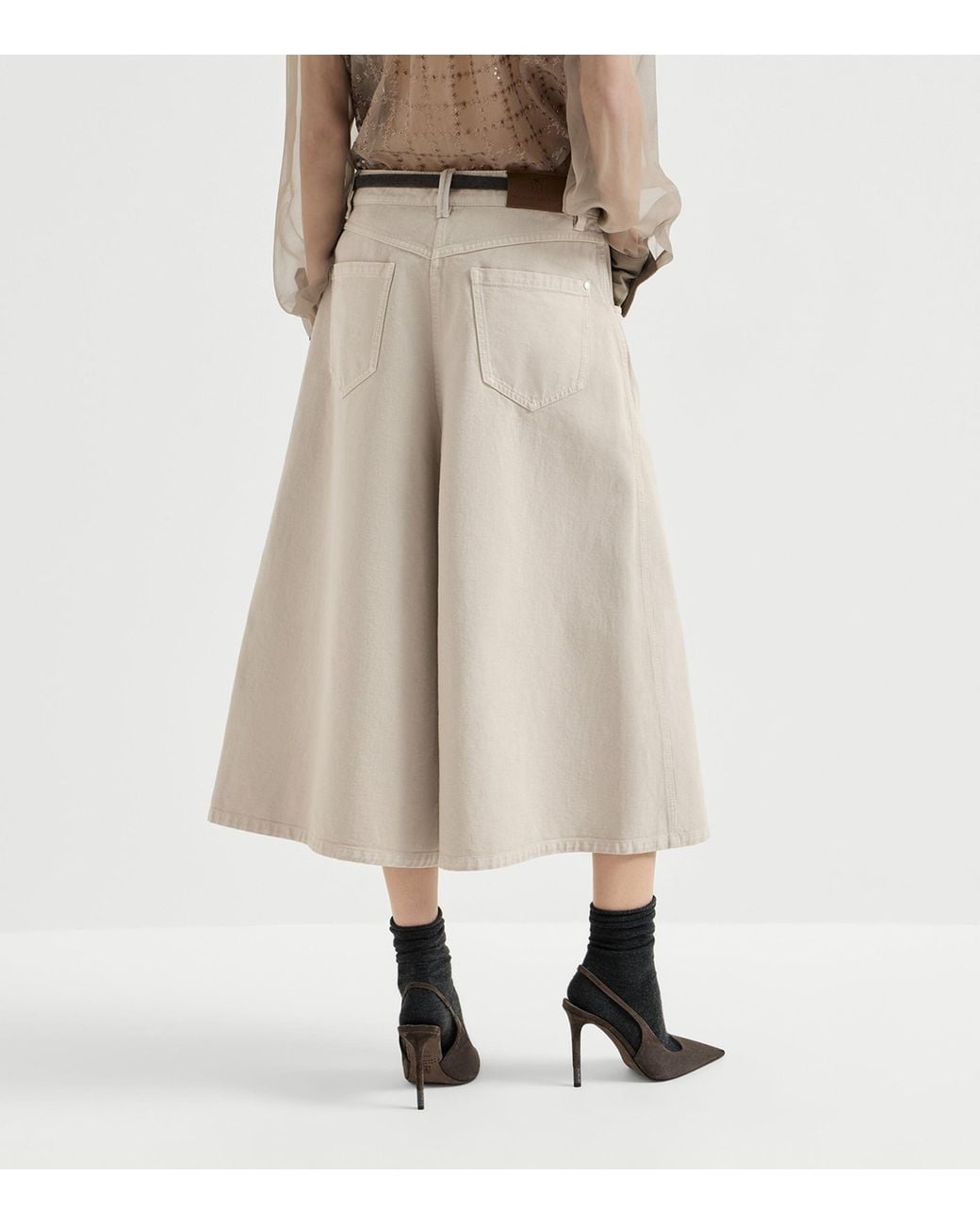 Brunello Cucinelli White Cropped Denim Trousers