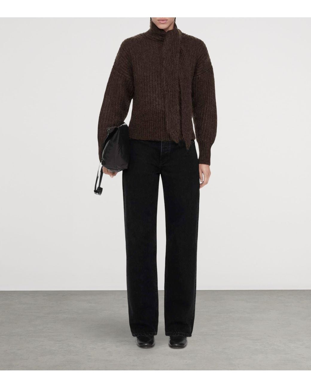 AllSaints Brown Relaxed Tie-Detail Etty Sweater