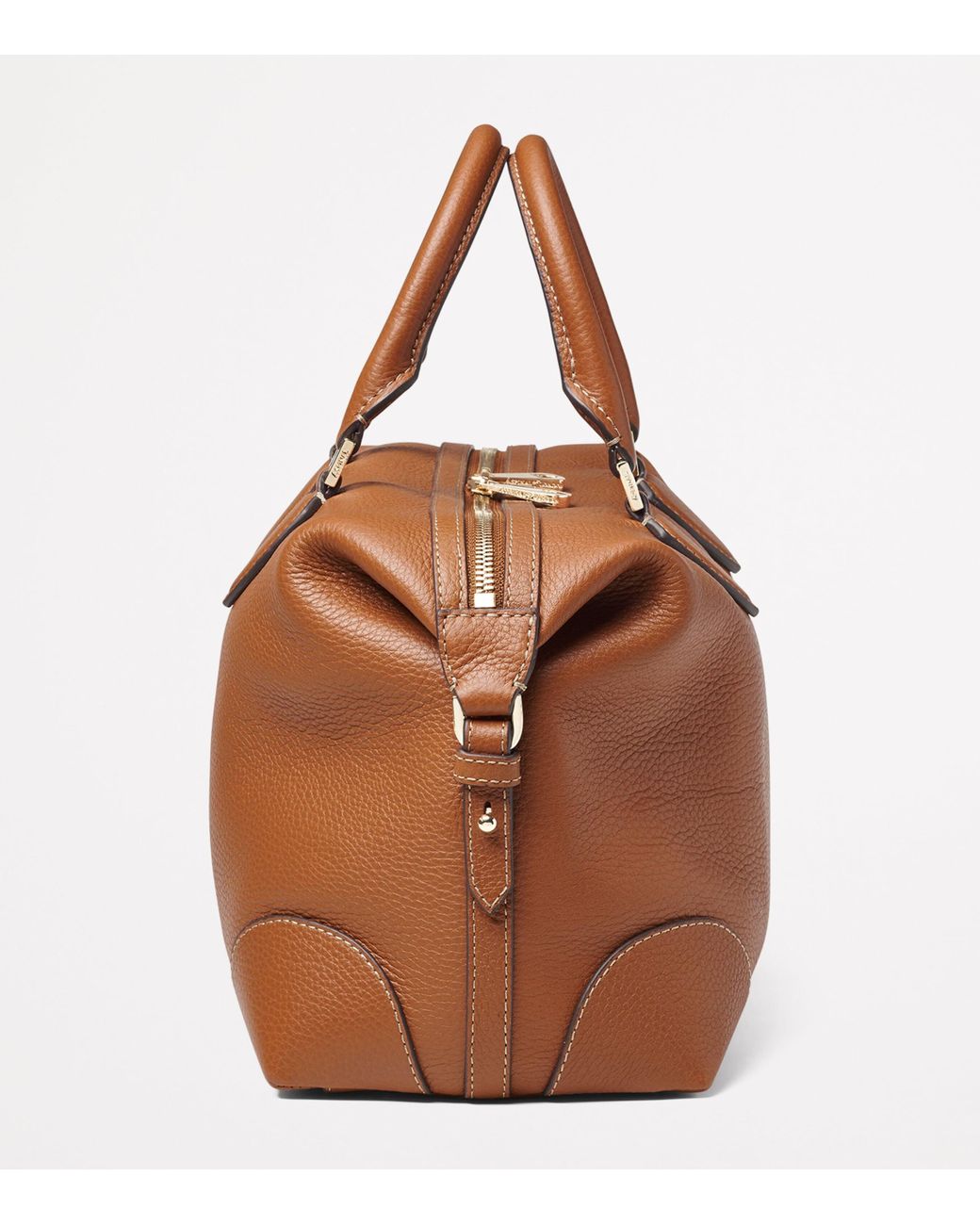 Aspinal Brown Leather Midi The Hudson Bowling Bag