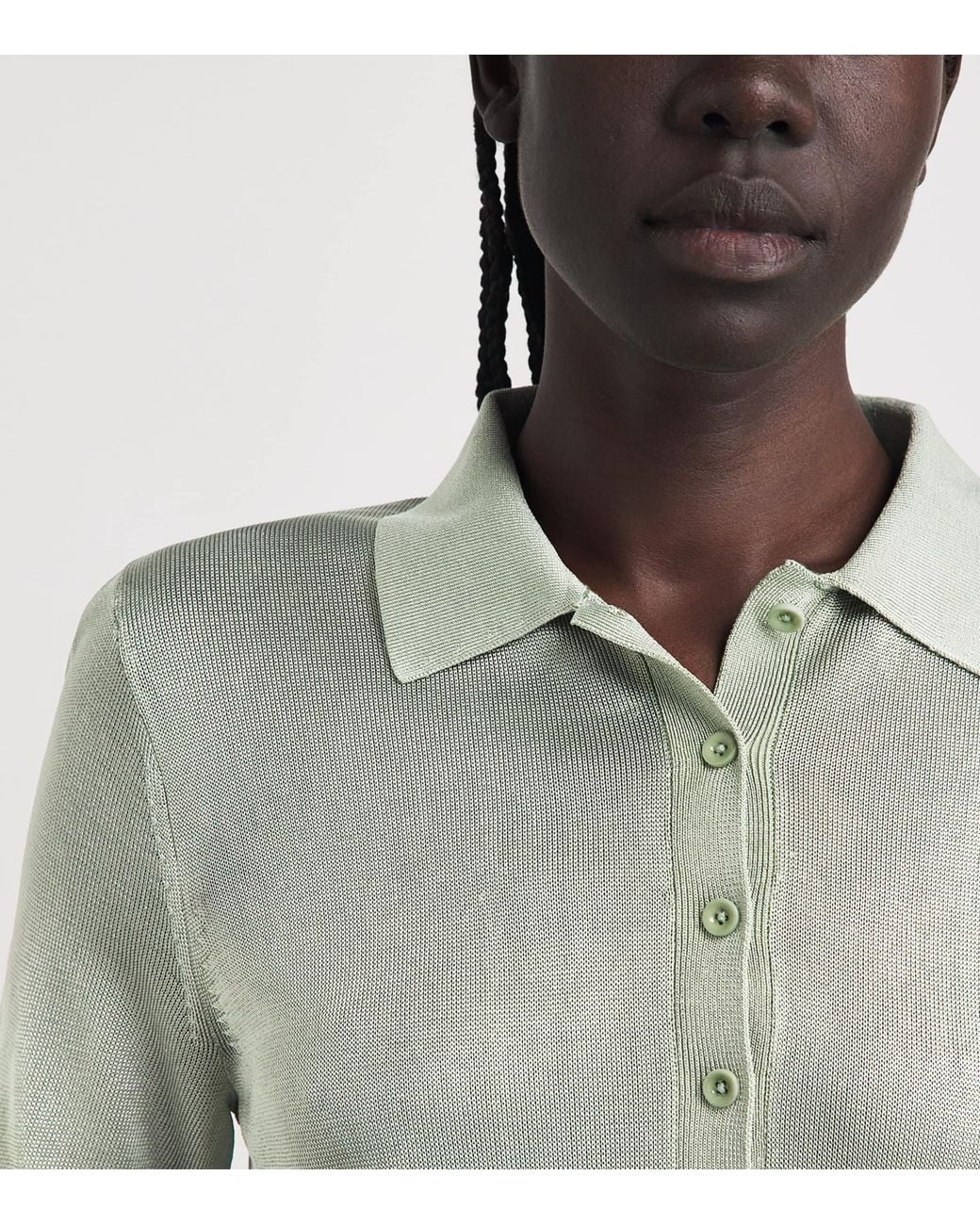 Theory Green Linen-Blend Sheer Polo Shirt