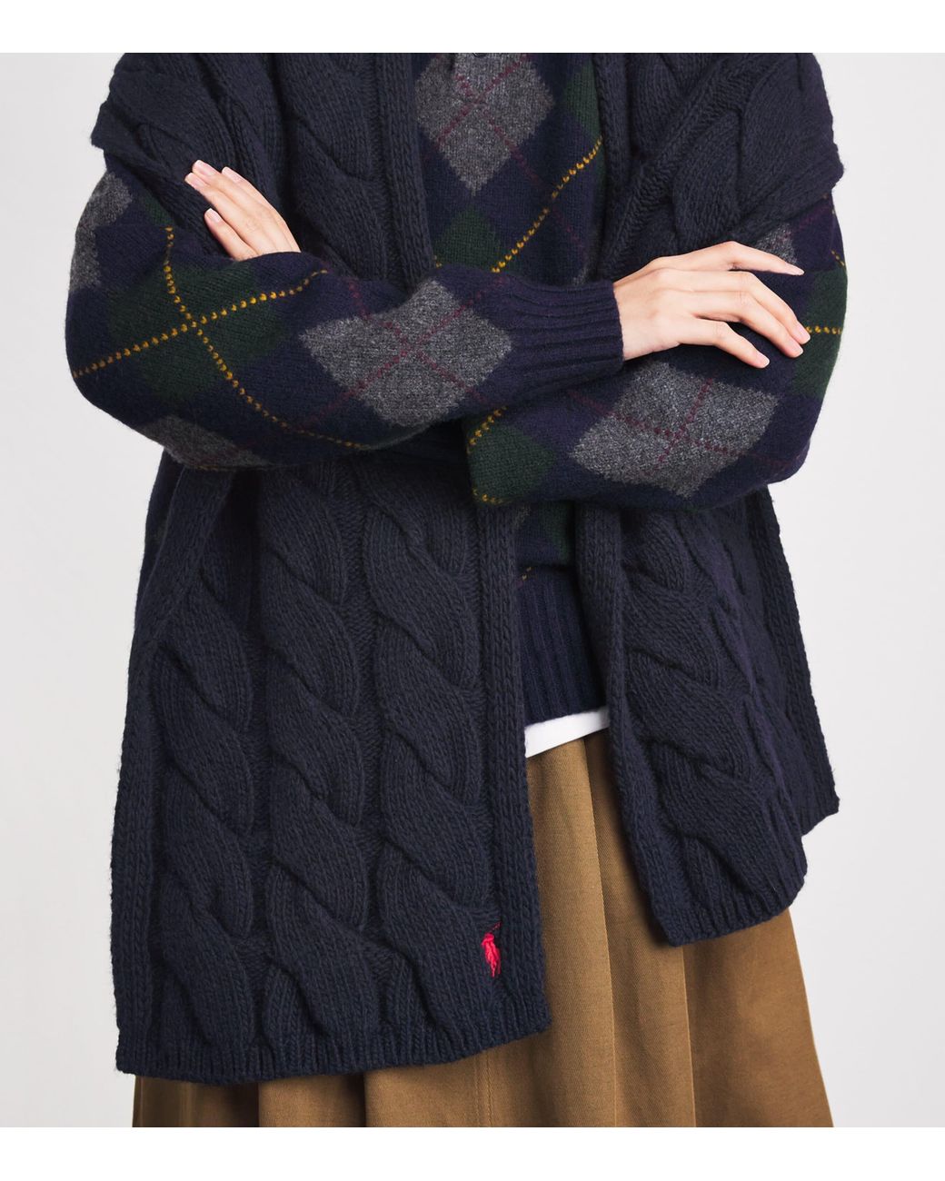 Polo Ralph Lauren Blue Wool Cable-Knit Scarf