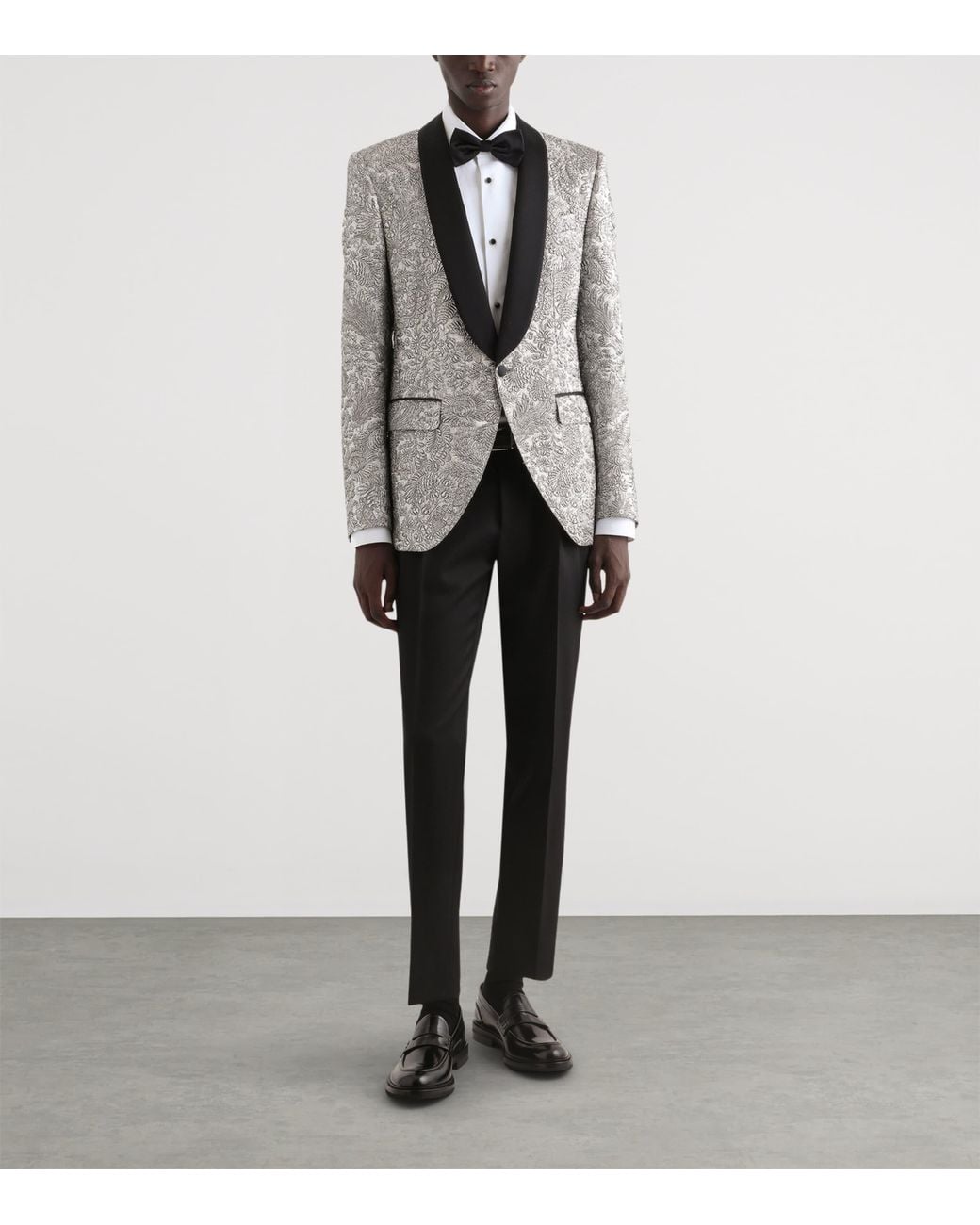 Dolce & Gabbana Black Floral Lamé Blazer for men