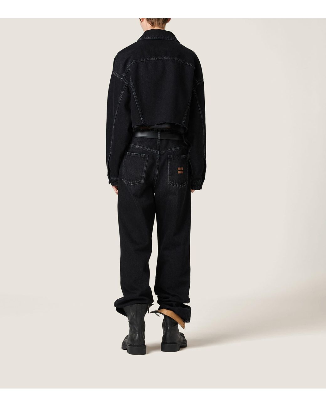 Miu Miu Black Raw-Hem Denim Jacket