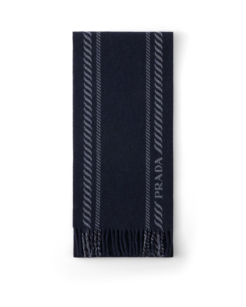 Prada Blue Wool-Cashmere Jacquard Scarf for men