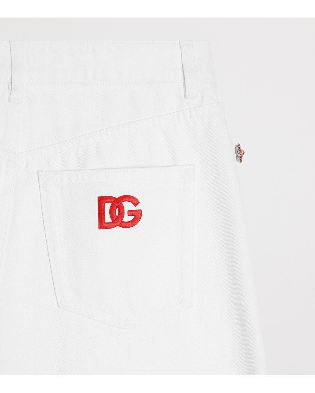 Dolce & Gabbana White Embellished Straight-Leg Jeans