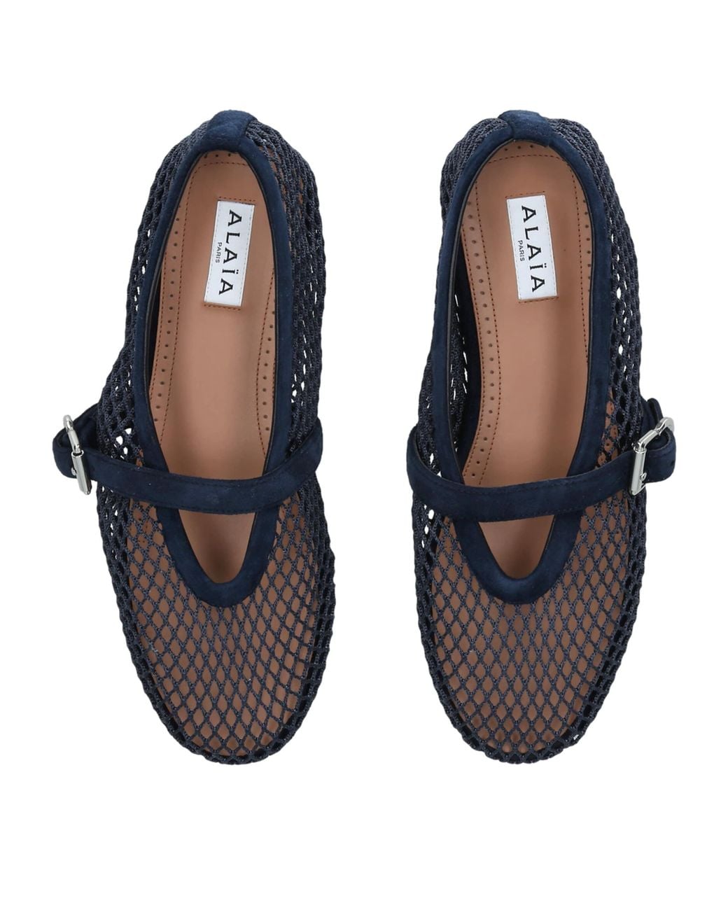 Alaïa Blue Suede Mesh Ballet Flats
