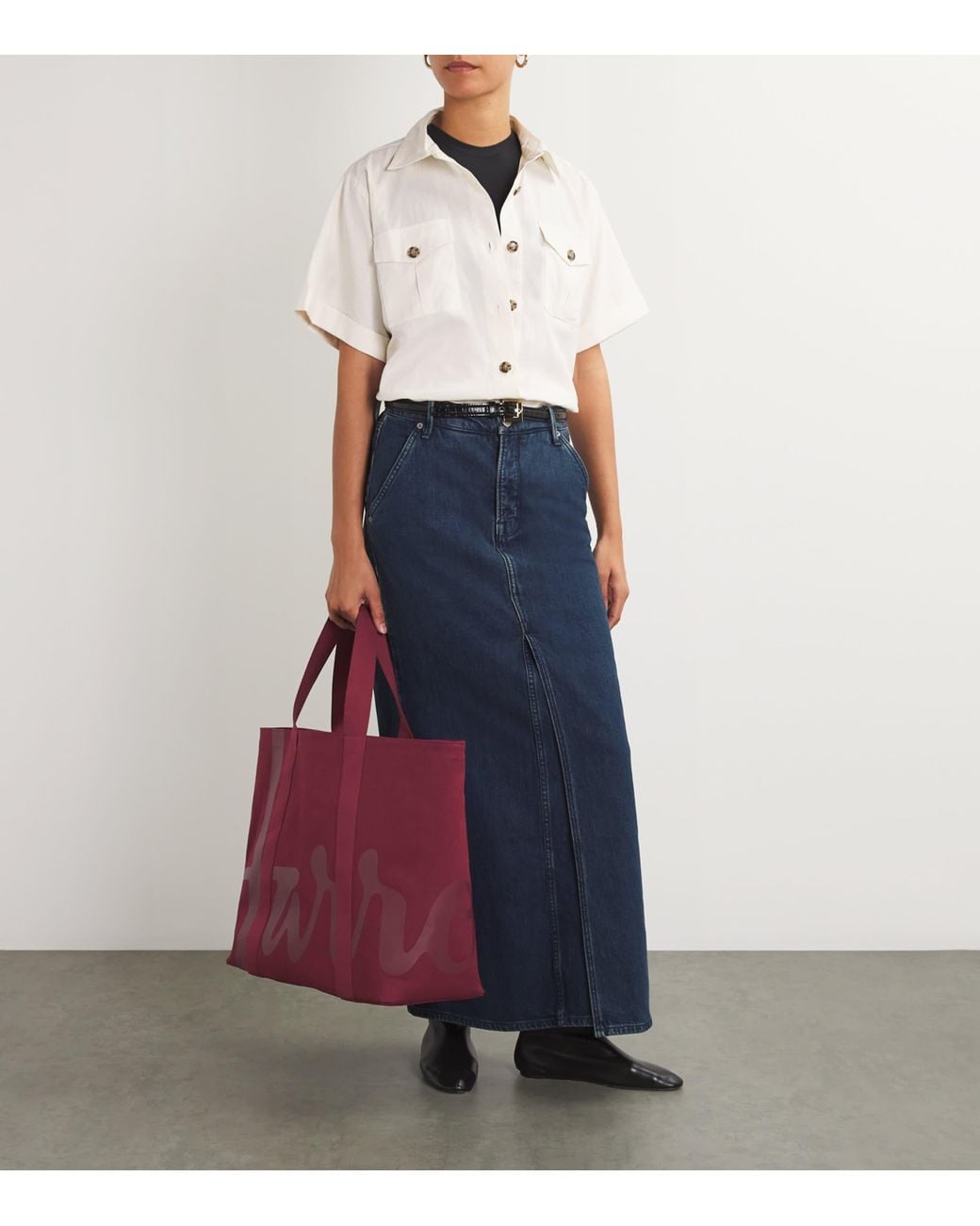 Harrods Red Large Cotton Logo Tote Bag