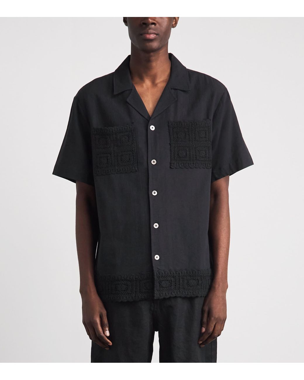 CHE Black Cotton-Linen Inigo Shirt for men