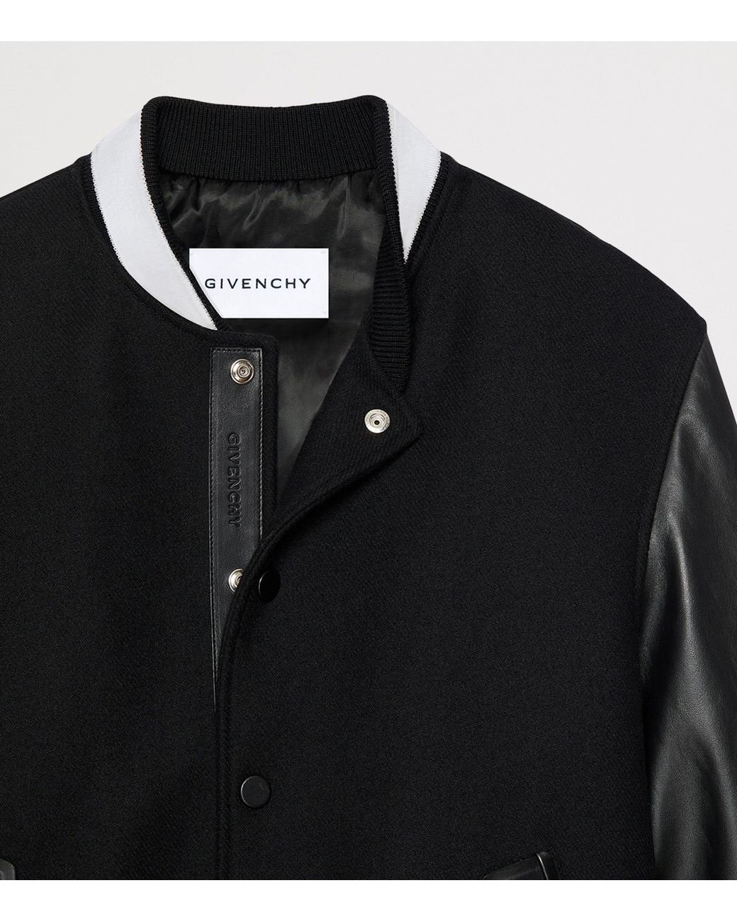 Givenchy Black Wool-Leather Bomber Jacket for men