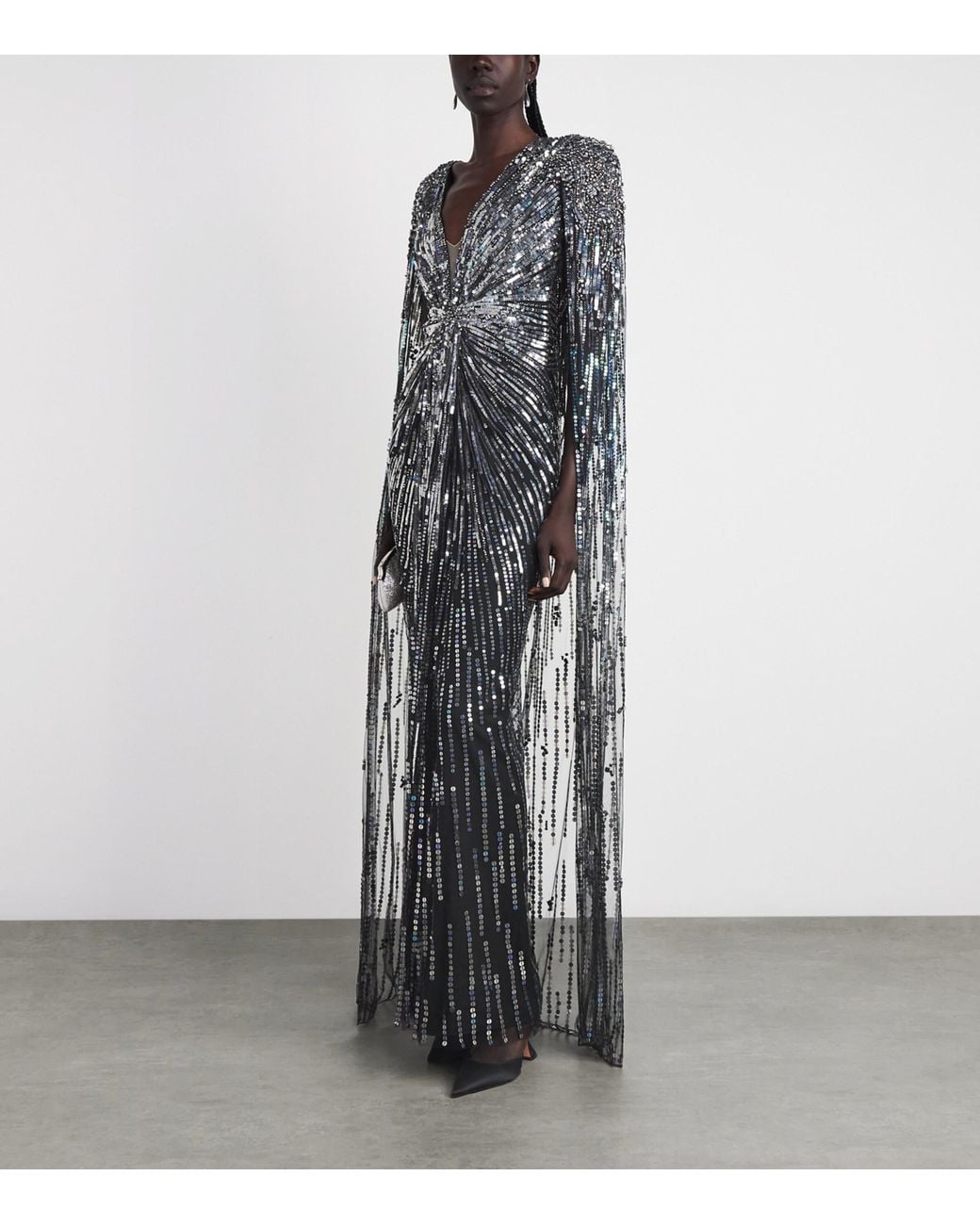 Jenny Packham Gray Rush Cape Gown