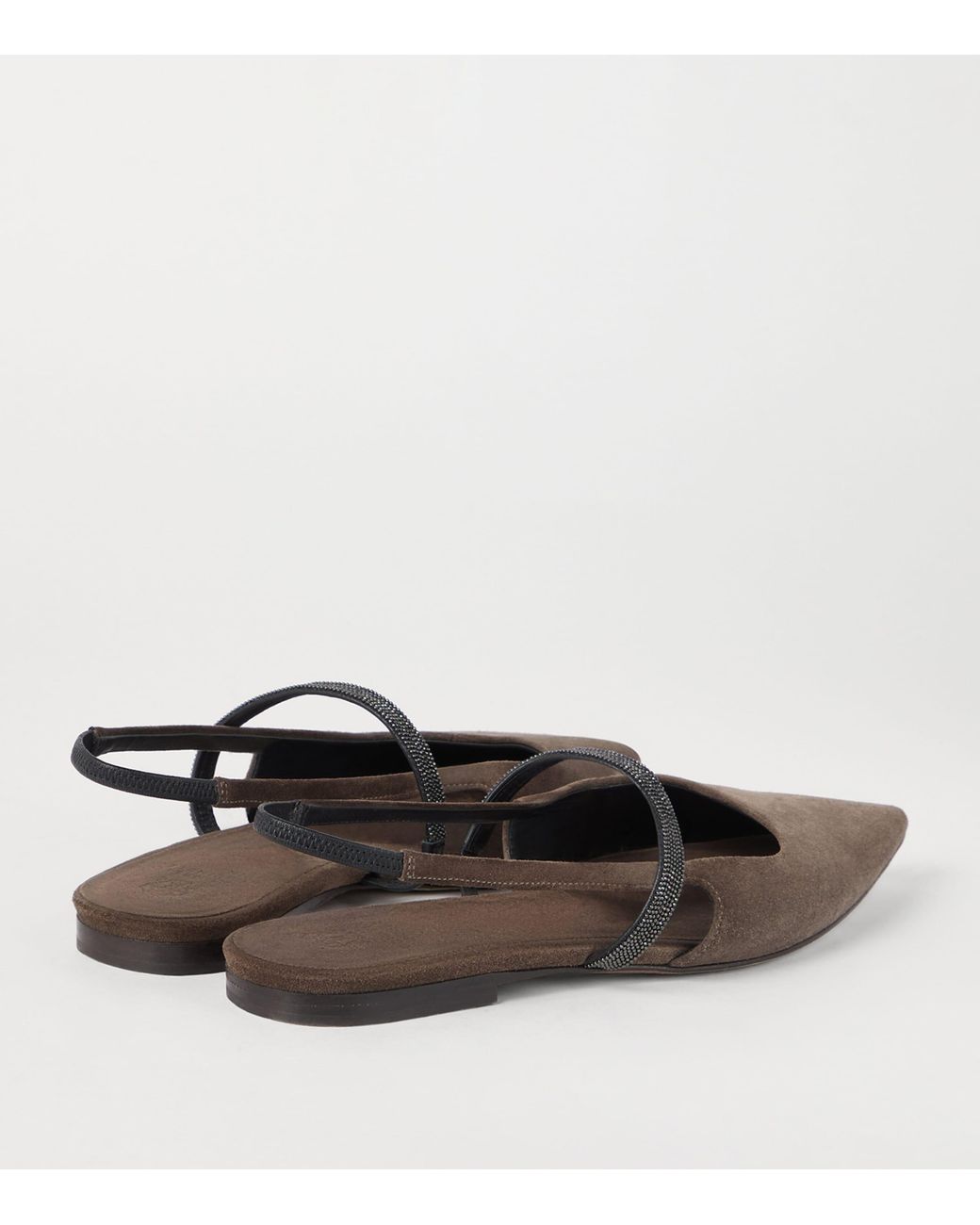 Brunello Cucinelli Brown Suede Slingback Flats