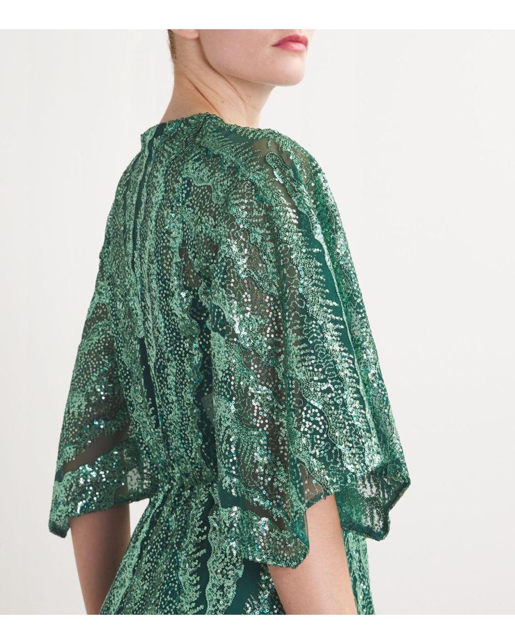 Maje Sequinned Maxi Dress in Green | Lyst