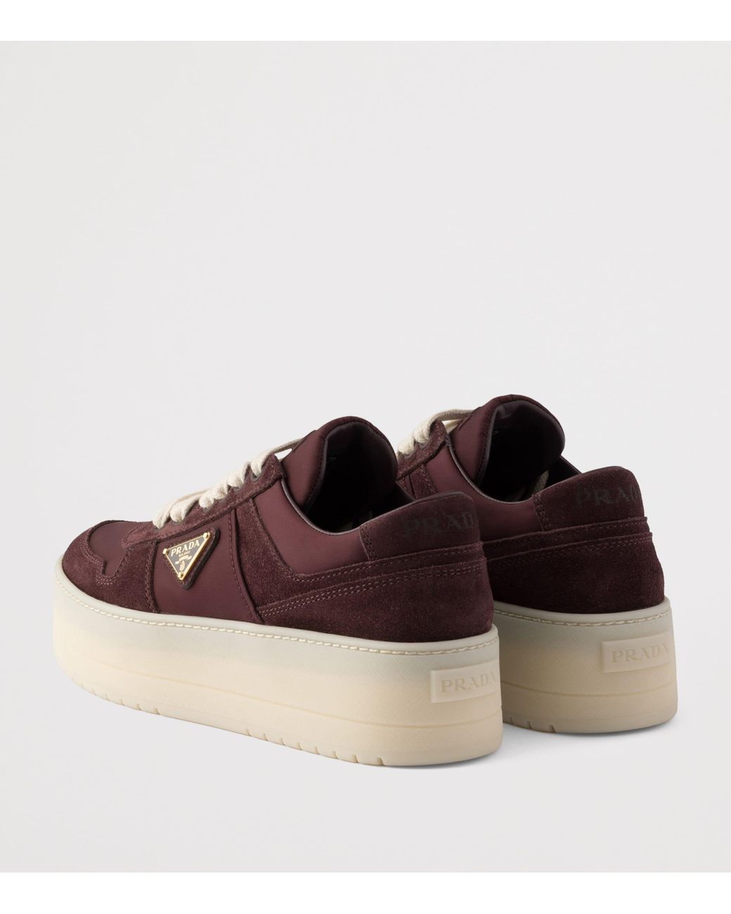 Prada Brown Downtown Bold Re-Nylon And Suede Sneakers
