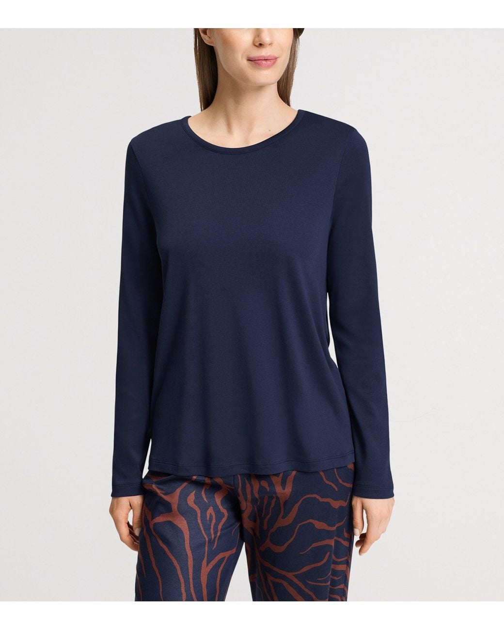 Hanro Blue Cotton Loungy Nights Pyjama Top