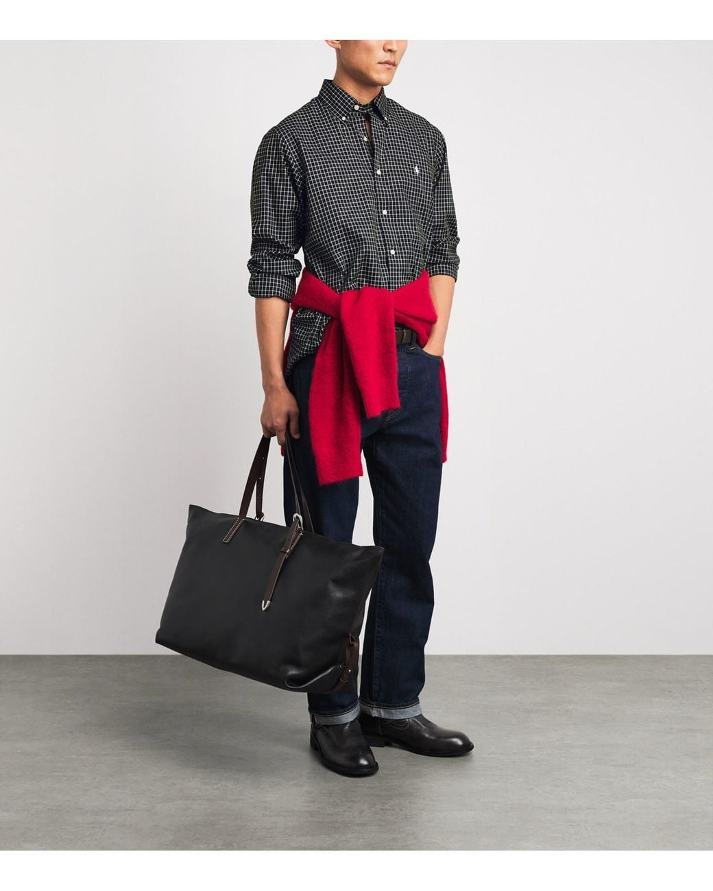 Polo Ralph Lauren Gray Cotton Check Custom-Fit Shirt for men