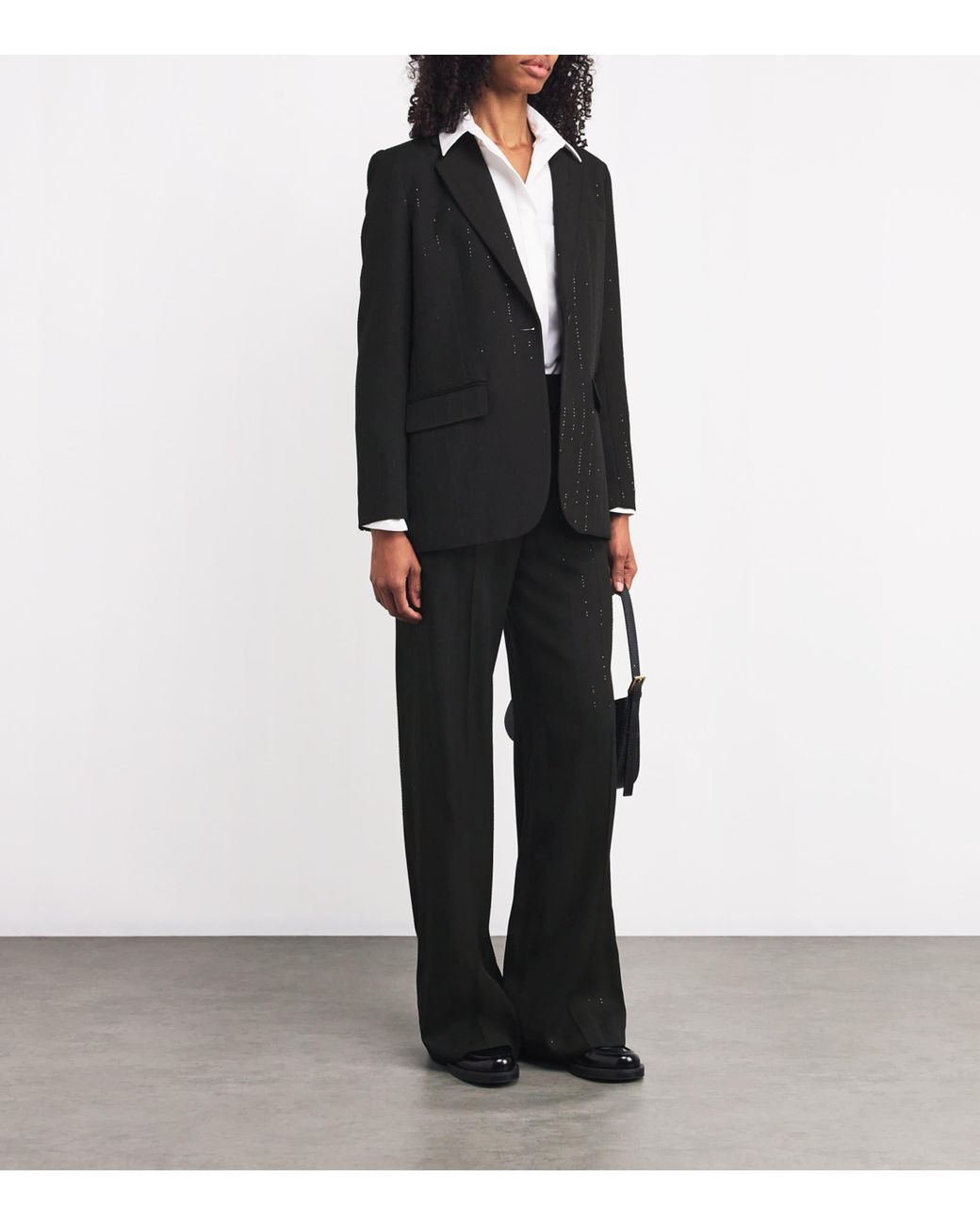 Sandro Black Sequin-Stripe Opera Blazer