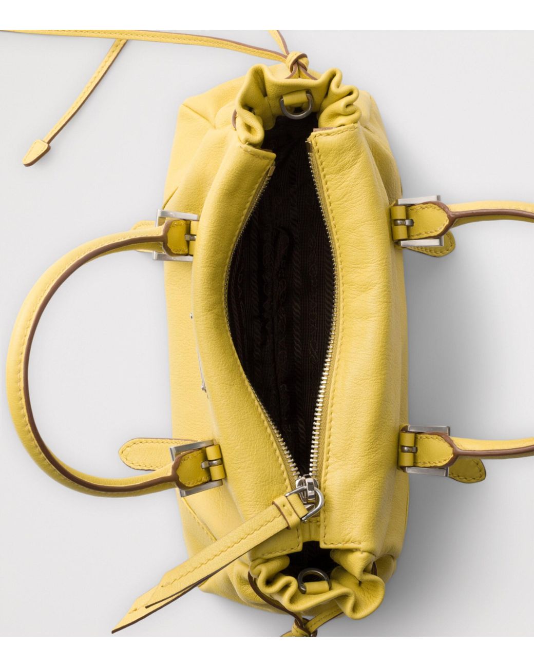 Prada Yellow Small Calfskin Bonnie Top-Handle Bag