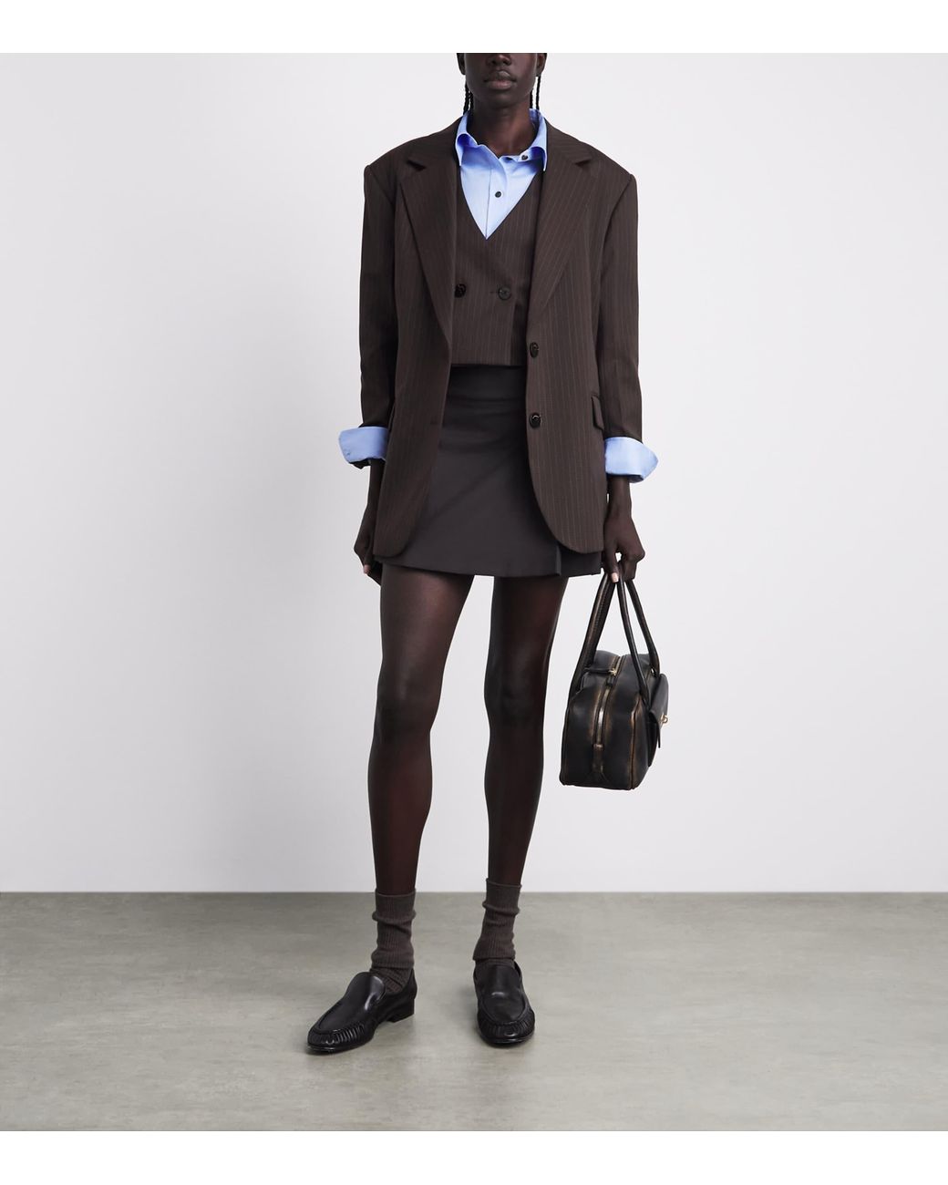 Sandro Brown Striped Single-Breasted Blazer