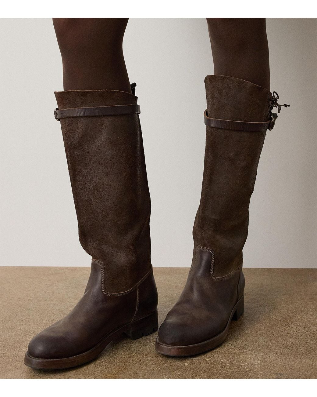 Ralph Lauren Brown Vachetta Leather Ward Engineer Boots