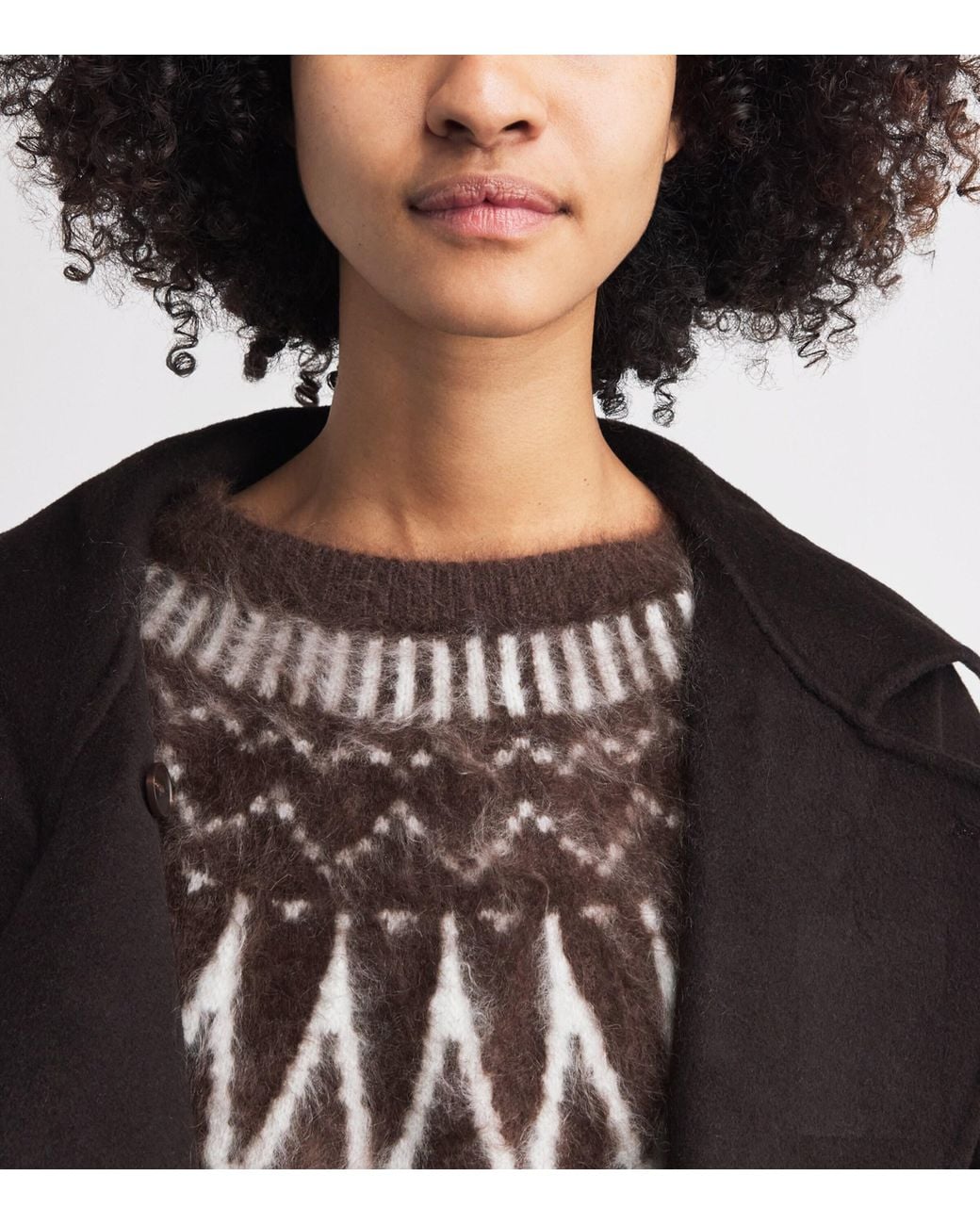 Soft Goat Brown Brushed Cashmere Fair Isle Sweater