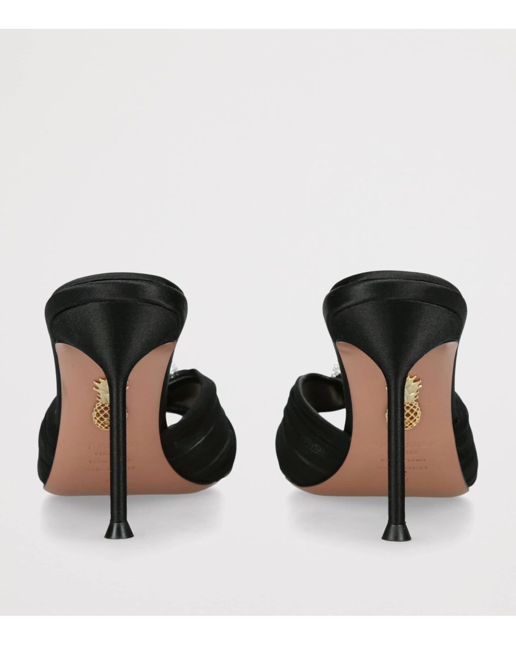 Aquazzura Black Embellished Mesh Mystery Mules 85