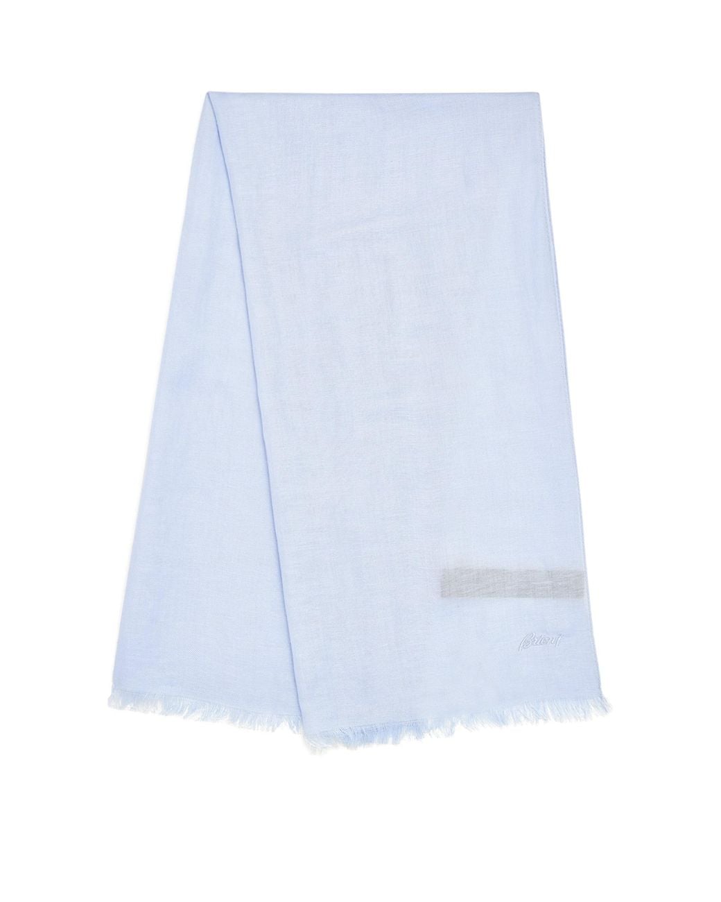 Brioni Blue Linen-Silk Logo Scarf for men