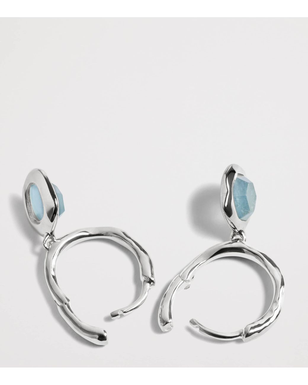 Monica Vinader Blue Sterling And Aquamarine Odyssey Huggie Earrings