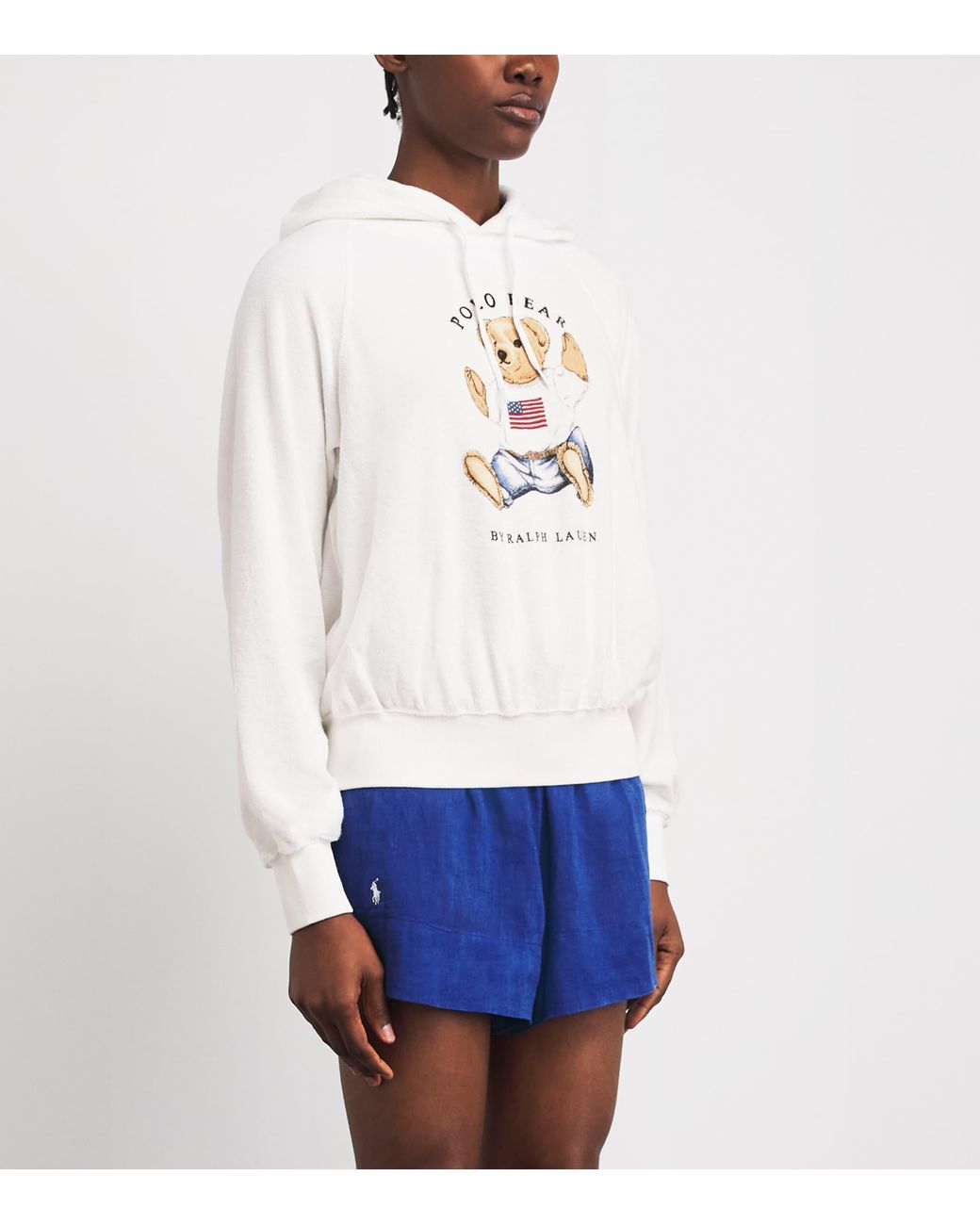 Polo Ralph Lauren White Micro-Towelling Sitting Polo Bear Hoodie