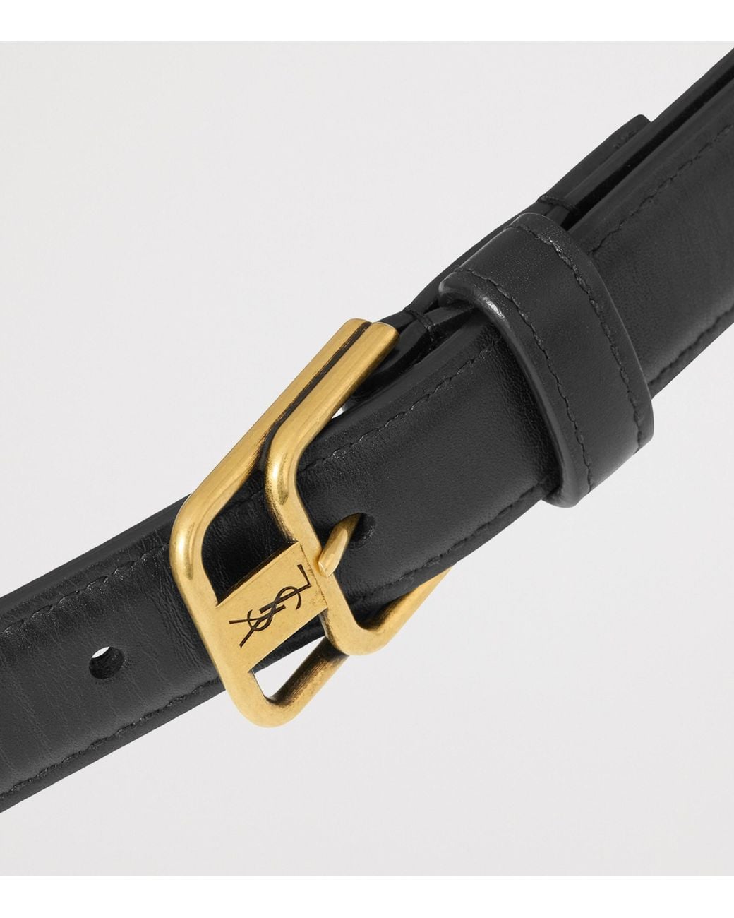 Saint Laurent White Leather Double-Buckle Cassandre Belt