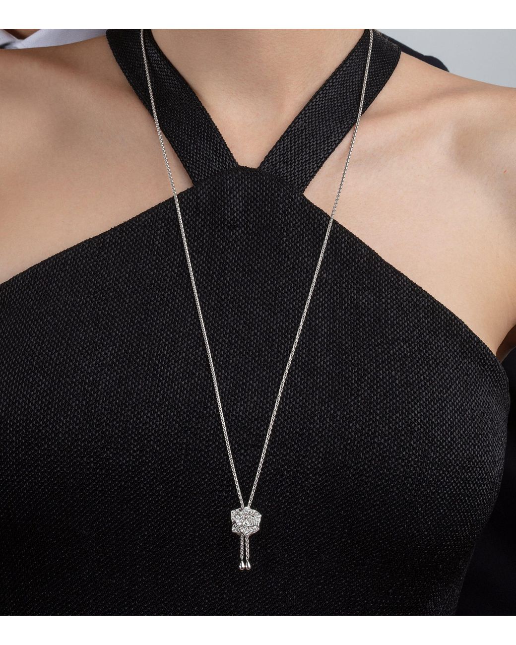 Piaget Metallic And Diamond Rose Pendant Necklace