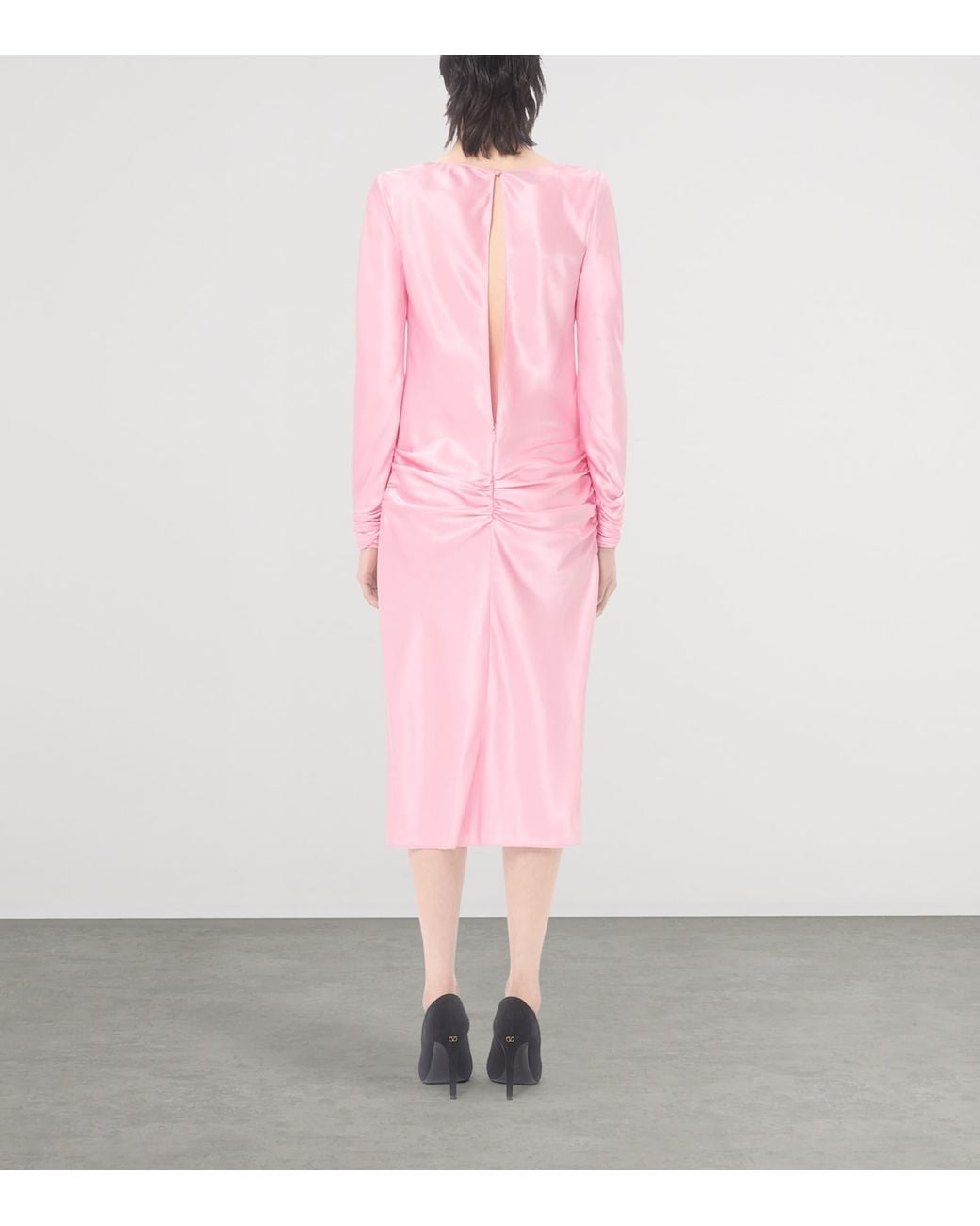 Valentino Pink Silk Draped Midi Dress