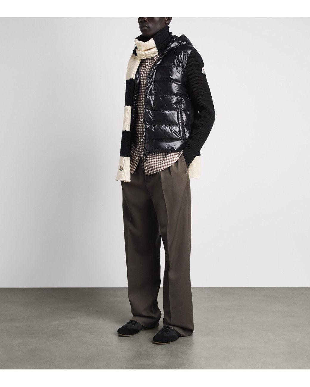 Moncler Black Virgin Wool-Cashmere Padded Cardigan for men