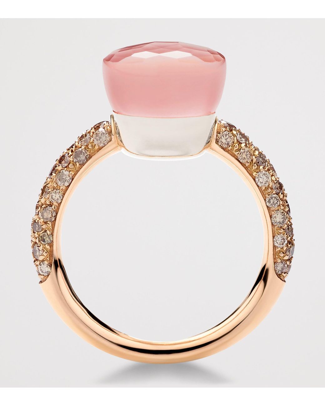 Pomellato Pink Mixed, Diamond, Chalcedony And Quartz Nudo Ring