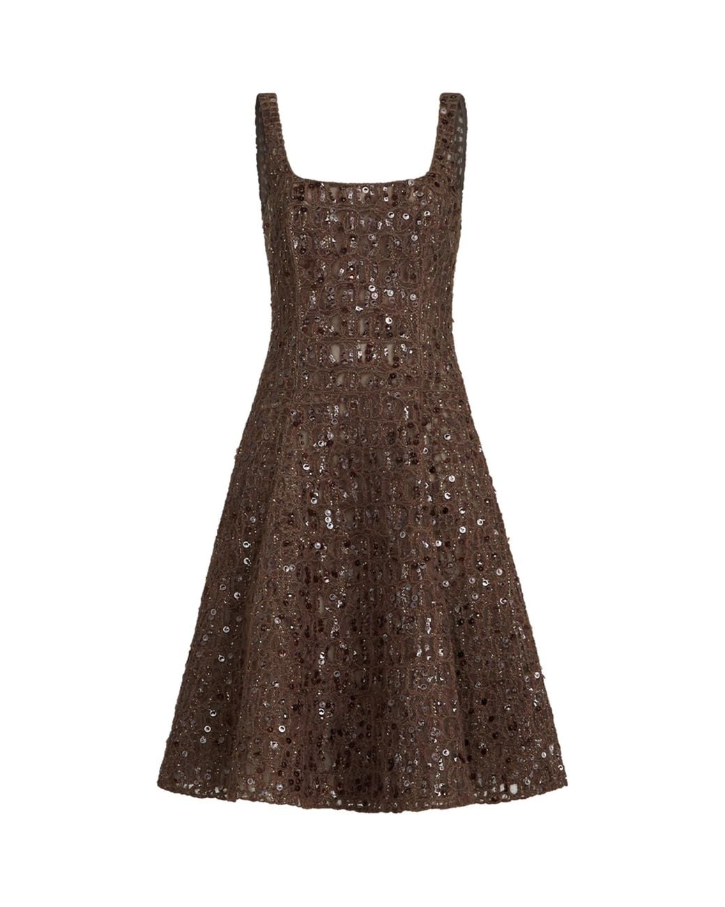 Brunello Cucinelli Brown Mohair-Silk-Linen-Blend Midi Dress