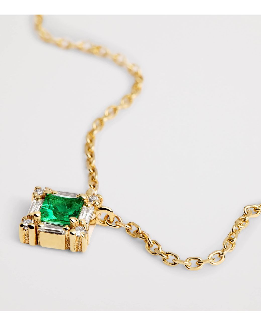 Suzanne Kalan Metallic Diamond And Emerald Mini Princess Pendant Necklace