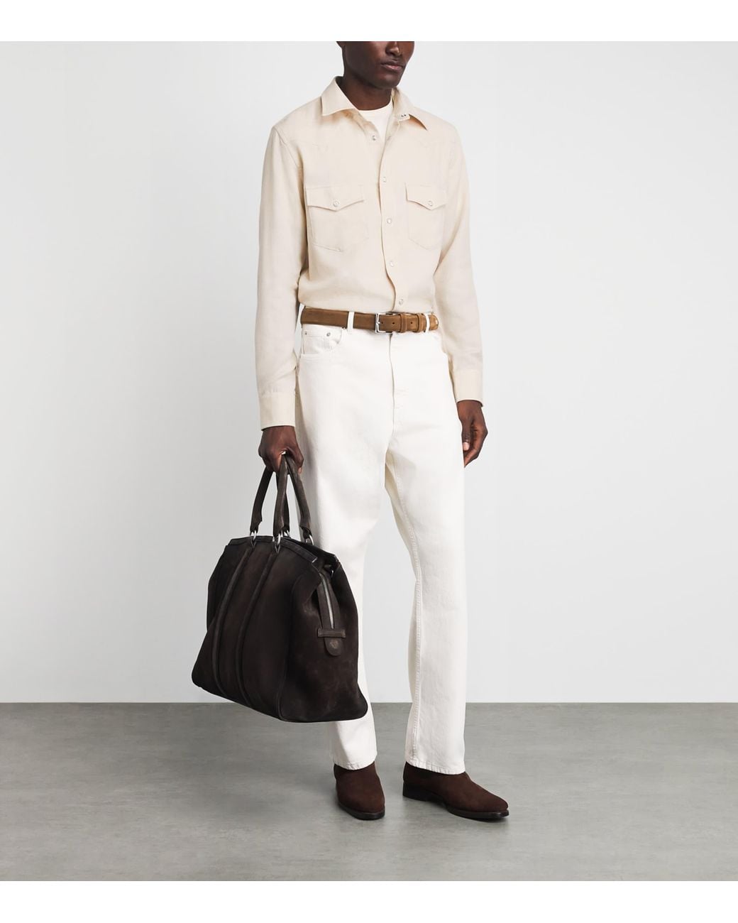 Jacob Cohen White Cotton-Cashmere Batavia Western Shirt for men