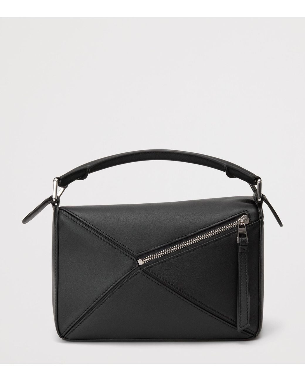 Loewe Black Small Leather Puzzle Fringed Top-Handle Bag