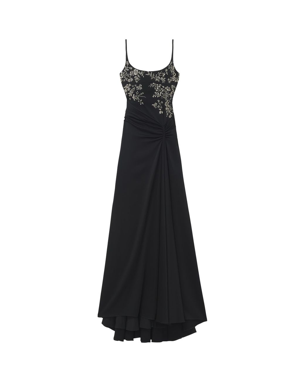 McQueen Black Crepe Satin Embellished Gown