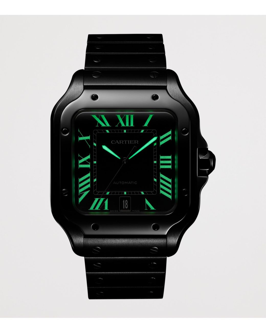 Cartier Gray Large Stainless Steel Santos De Watch for men