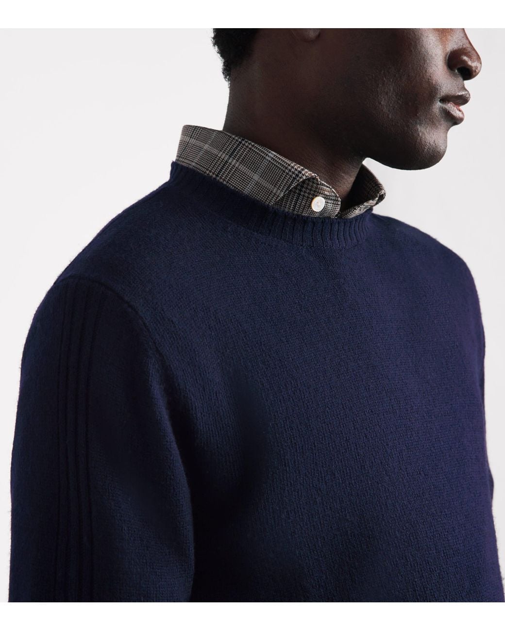 Corneliani Blue Virgin Wool-Blend Crew-Neck Sweater for men