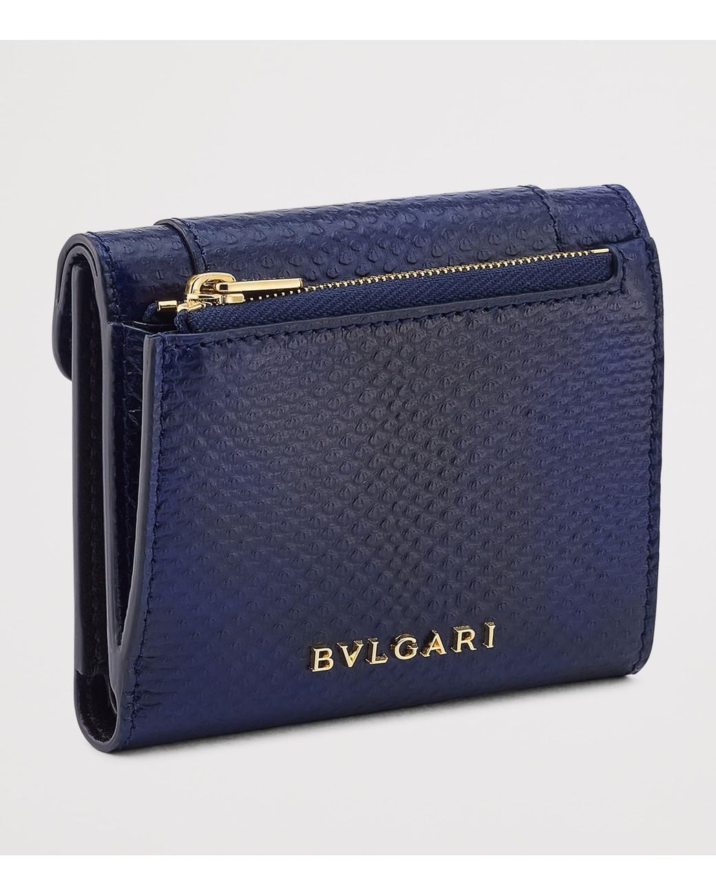 BVLGARI Blue Karung Leather Serpenti Forever Compact Wallet
