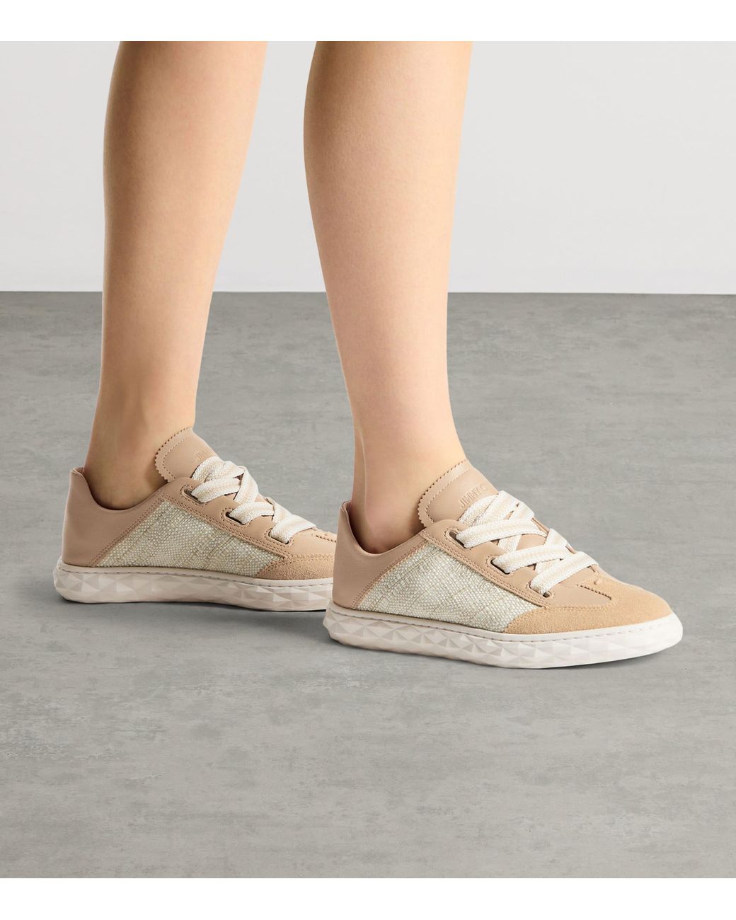Jimmy Choo Natural Diamond Light Flex Leather Woven Sneakers