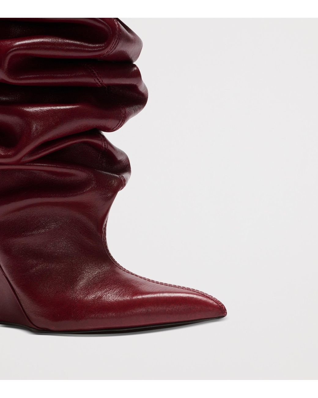 Balmain Red Leather Wedge Over-The-Knee Boots 95