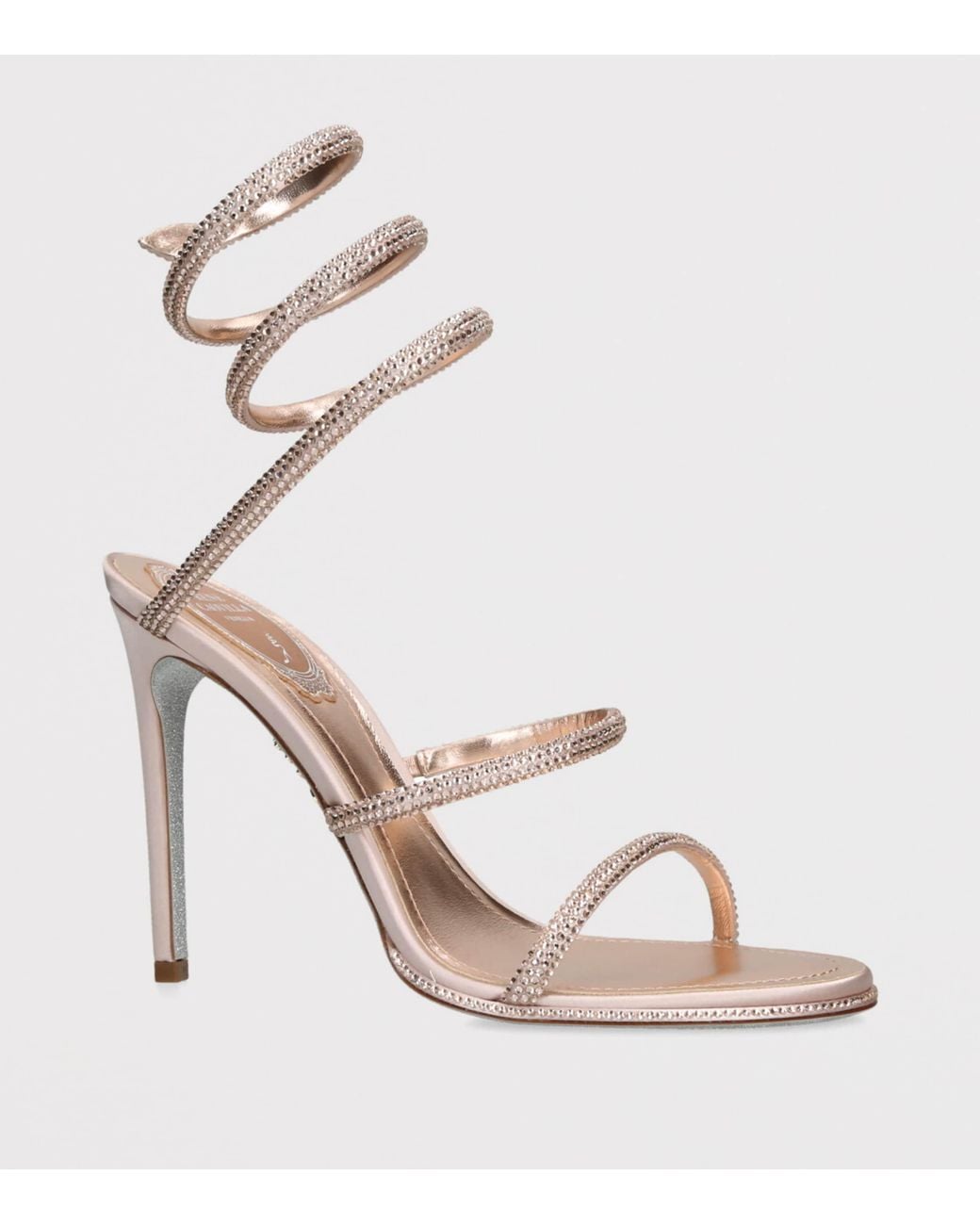Rene Caovilla White Satin Crystal-Embellished Cleo Sandals 105