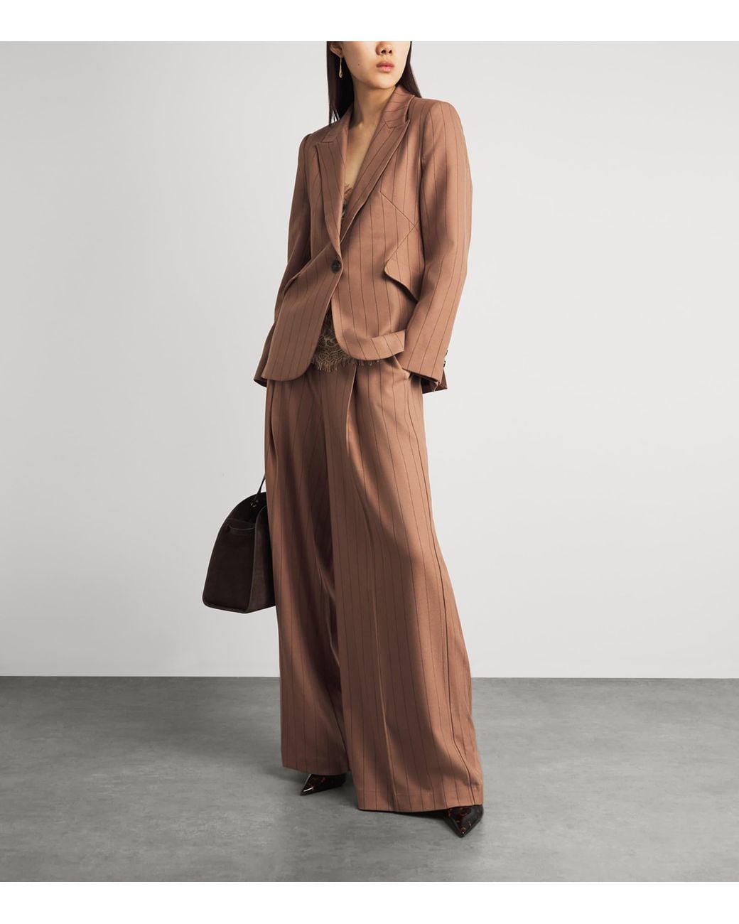 L'Agence Brown Pinstripe Chamberlain Blazer