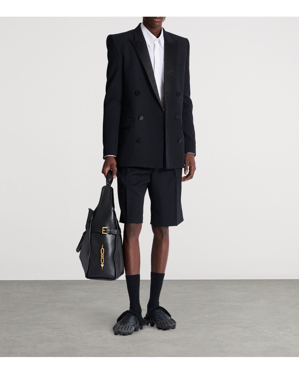 Balmain Black Wool-Satin Double-Breasted Blazer for men